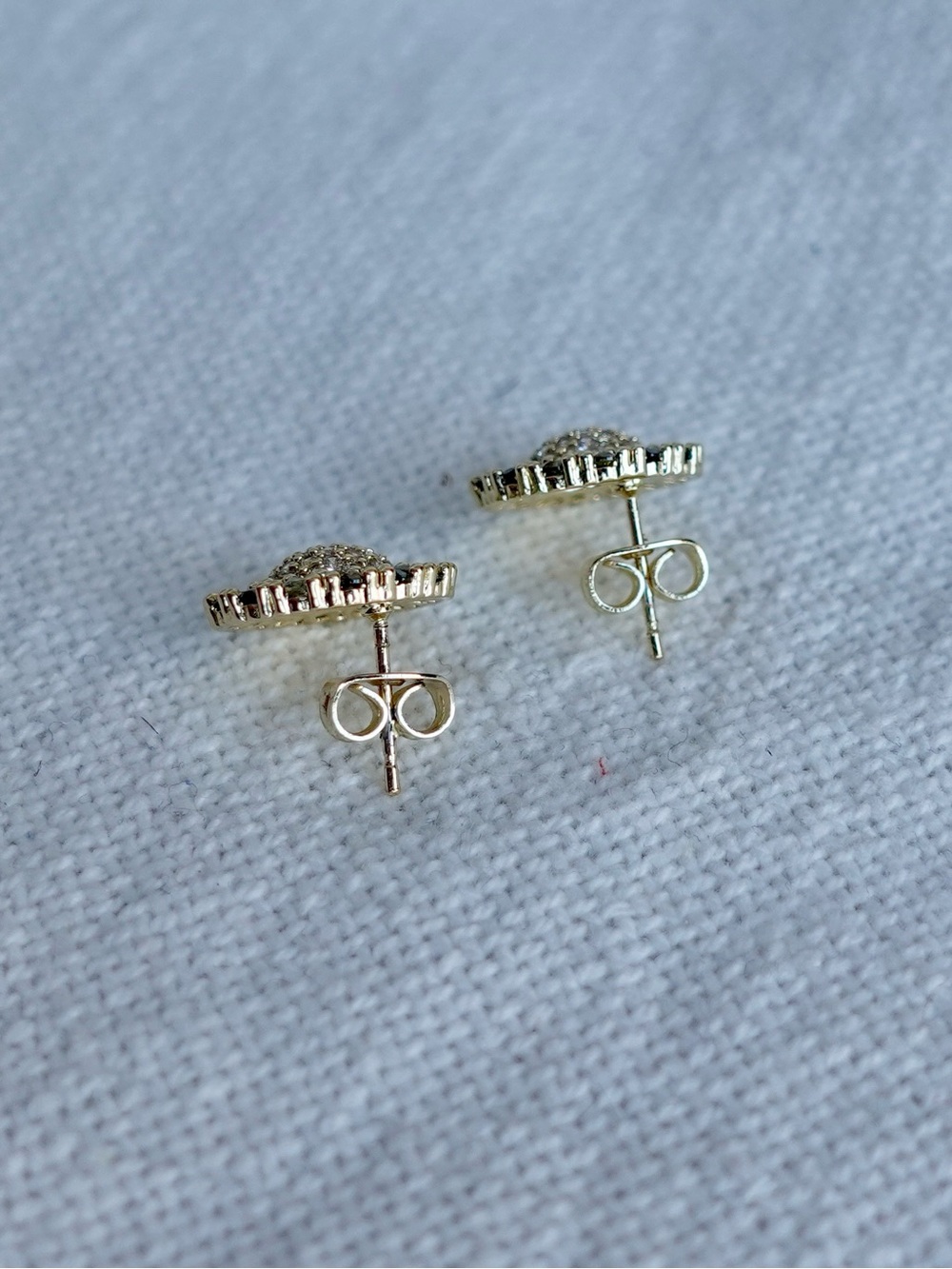 NEW! Gold and Black Pavé Round Stud Earrings - Women Jewelry - Picture 5 of 5